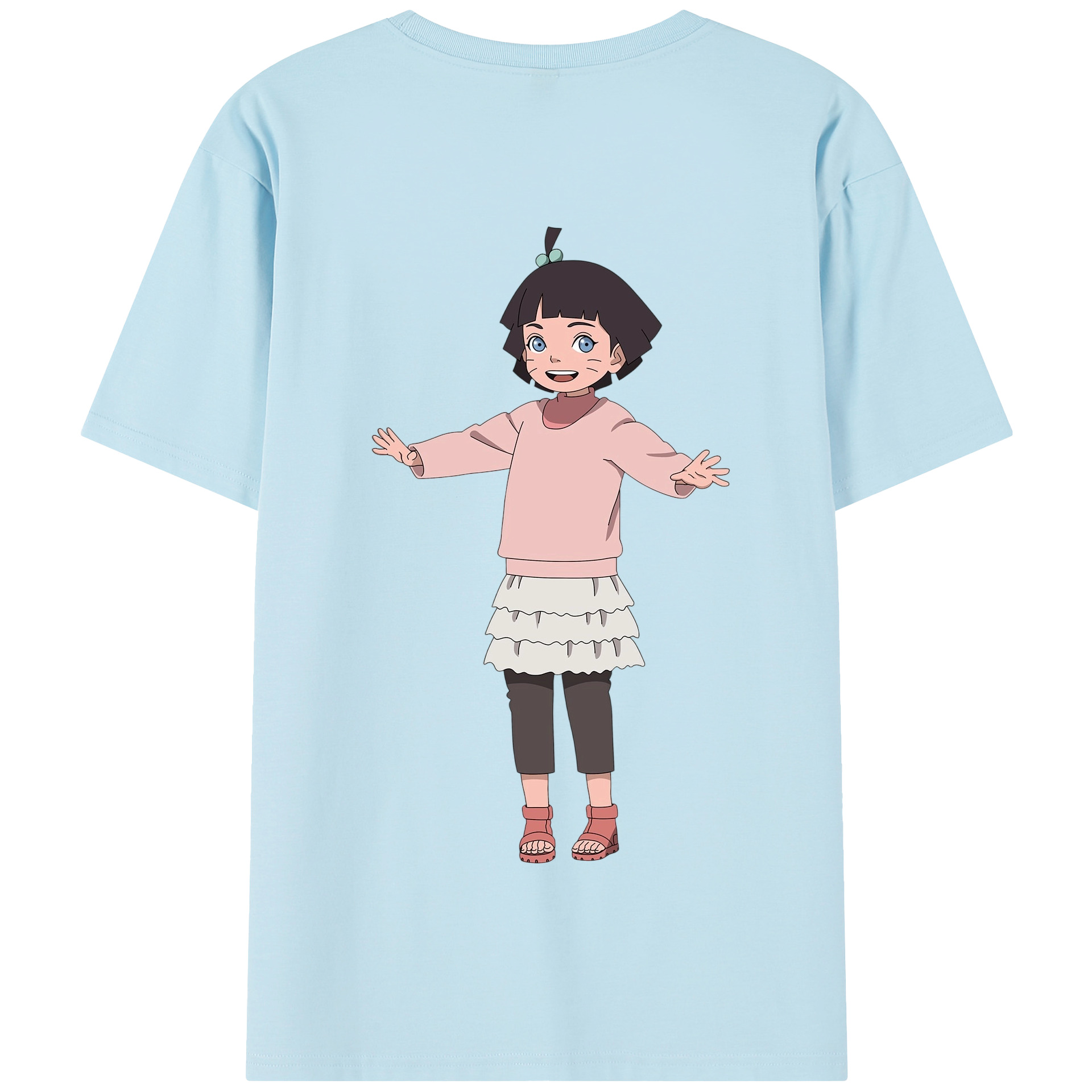 （画像用） NARUTO -ナルト- うずまき ヒマワリ Uzumaki Himawari 綿100％半袖Tシャツ（背面プリント）